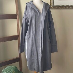 Mono B charcoal gray hooded open front cardigan with pockets